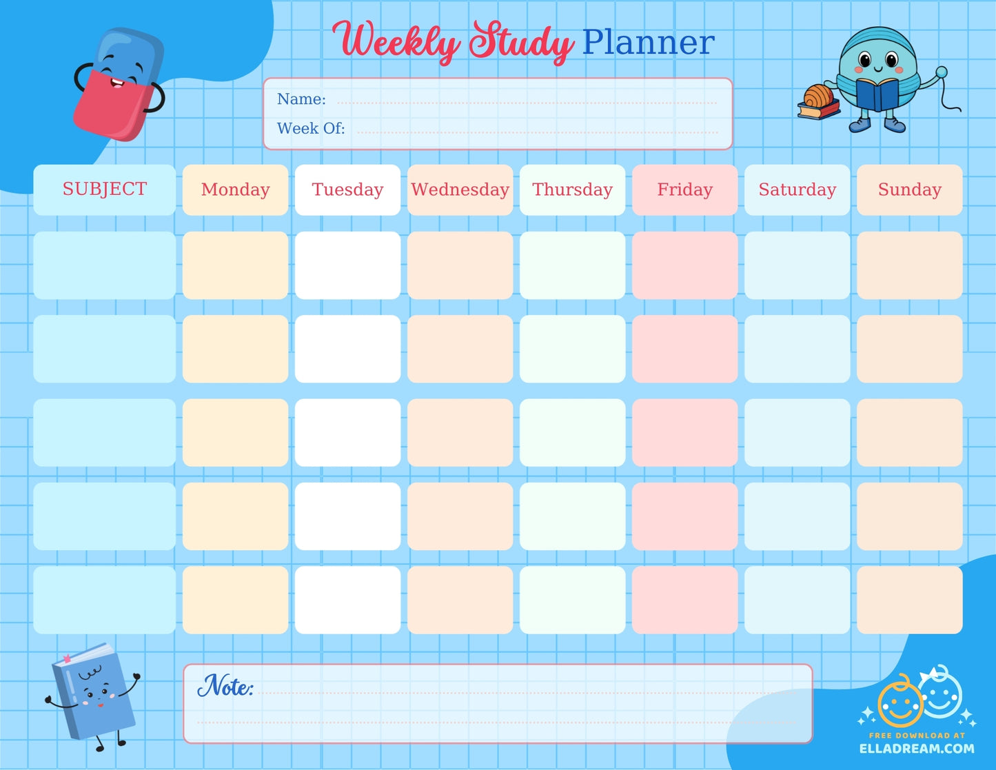Weekly Study Planner — Simple & Organized Learning Sheet