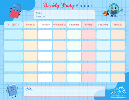 Weekly Study Planner — Simple & Organized Learning Sheet