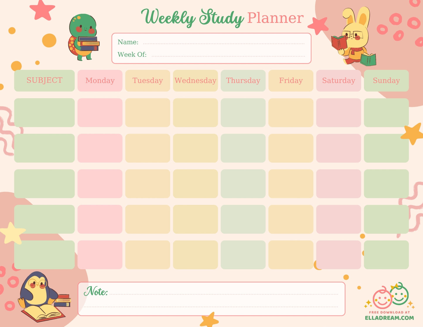 Weekly Study Planner — Simple & Organized Learning Sheet