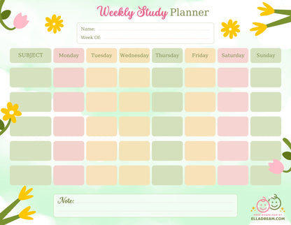 Weekly Study Planner — Simple & Organized Learning Sheet